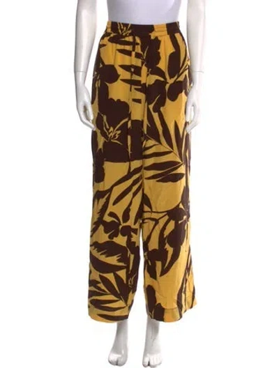 Pre-owned Matteau Silk Wide Leg Pants In Yellow