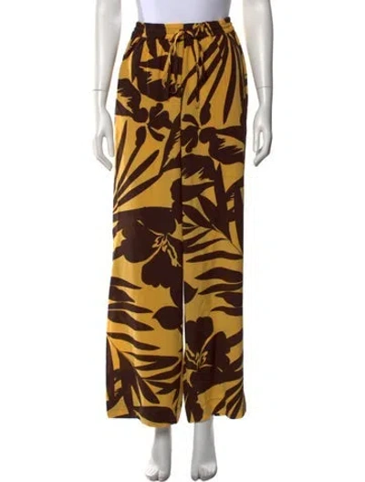 Pre-owned Matteau Silk Wide Leg Pants In Yellow