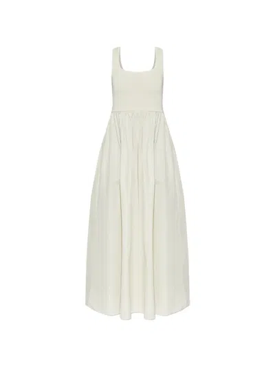 Matteau Sleeveless Gathered-skirt Cotton Dress In White