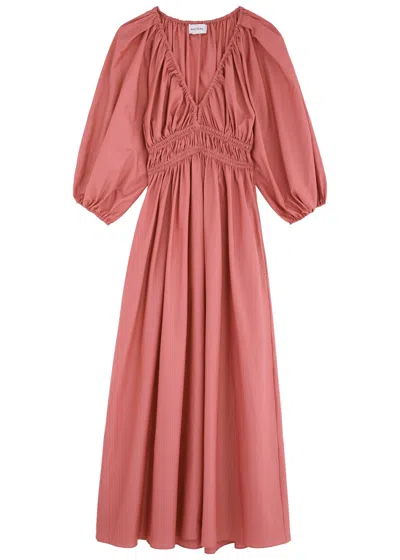 Matteau Smocked Cotton Midi Dress In Rose