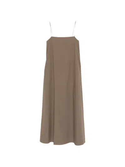 Matteau Spaghetti-straps Square-neck Maxi Dress In Brown