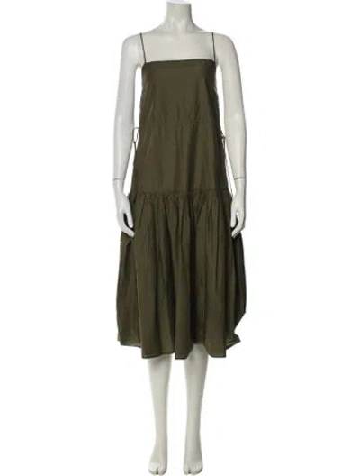 Pre-owned Matteau Square Neckline Knee-length Dress In Green