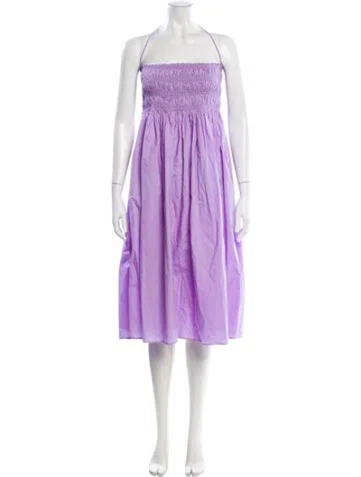 Pre-owned Matteau Square Neckline Knee-length Dress In Purple