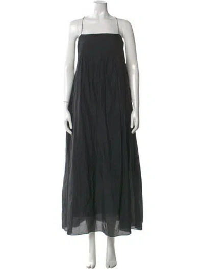 Pre-owned Matteau Square Neckline Long Dress In Black