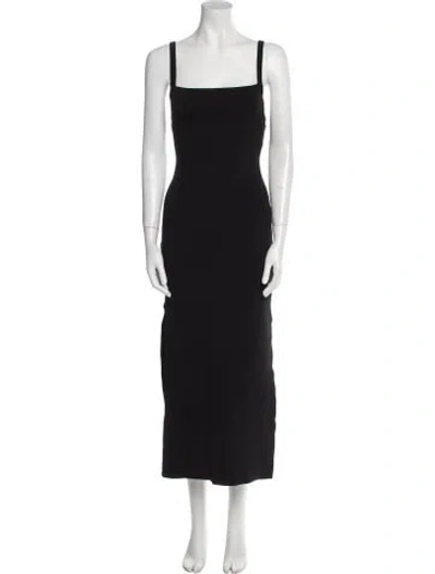 Pre-owned Matteau Square Neckline Long Dress In Black