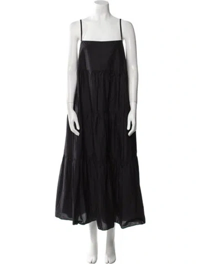 Pre-owned Matteau Square Neckline Long Dress In Black