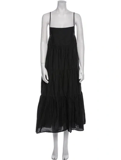 Pre-owned Matteau Square Neckline Long Dress In Black