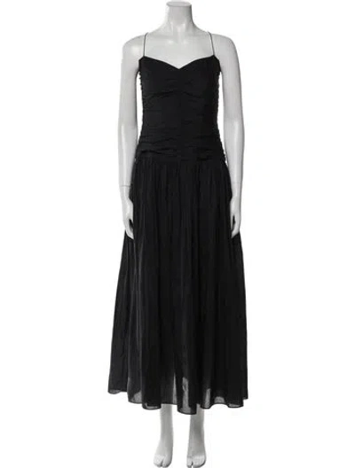 Pre-owned Matteau Square Neckline Long Dress In Black