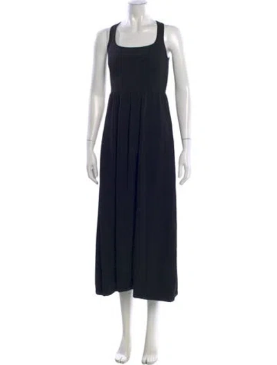Pre-owned Matteau Square Neckline Long Dress In Black