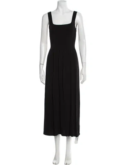 Pre-owned Matteau Square Neckline Long Dress In Black