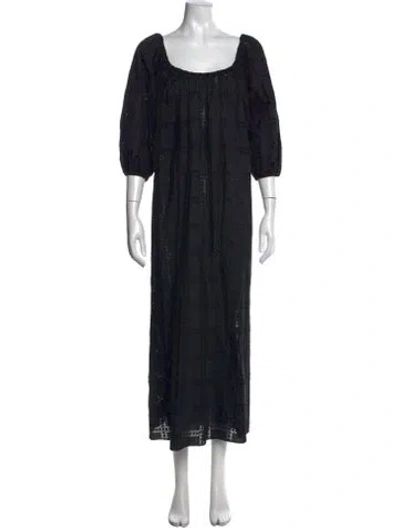 Pre-owned Matteau Square Neckline Long Dress In Black