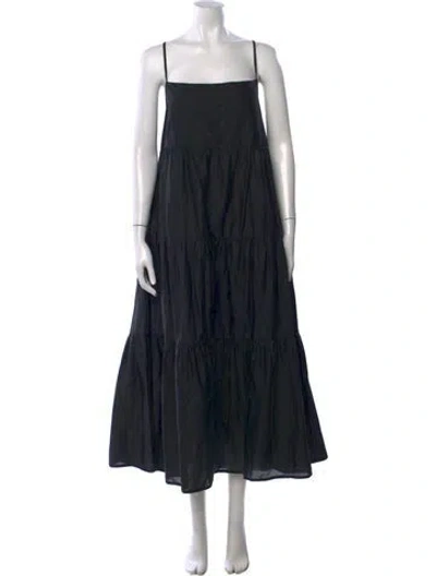 Pre-owned Matteau Square Neckline Long Dress In Black