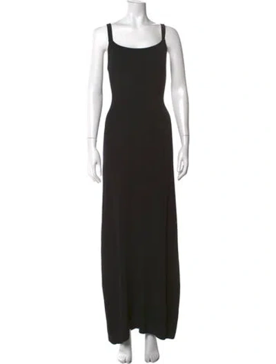 Pre-owned Matteau Square Neckline Long Dress In Black