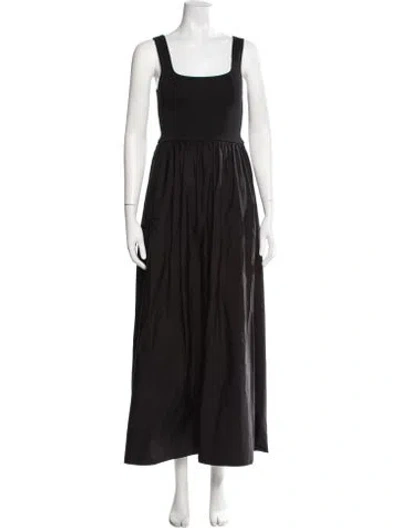 Pre-owned Matteau Square Neckline Long Dress In Black