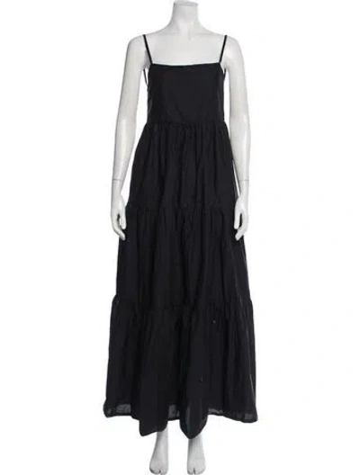 Pre-owned Matteau Square Neckline Long Dress In Black