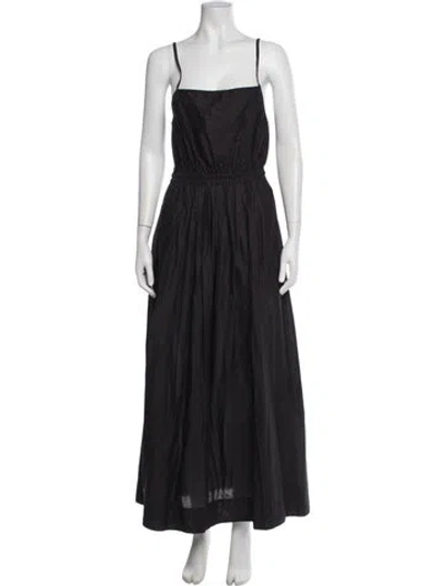 Pre-owned Matteau Square Neckline Long Dress In Black