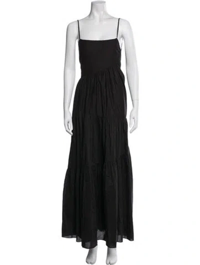 Pre-owned Matteau Square Neckline Long Dress In Black