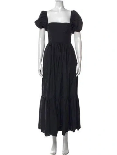 Pre-owned Matteau Square Neckline Long Dress In Black