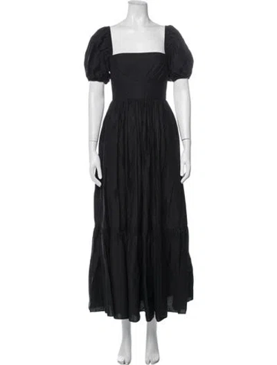 Pre-owned Matteau Square Neckline Long Dress In Black