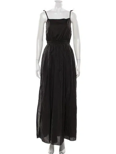 Pre-owned Matteau Square Neckline Long Dress In Black
