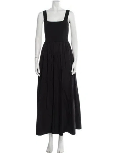 Pre-owned Matteau Square Neckline Long Dress In Black