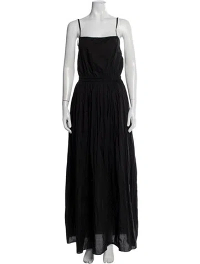 Pre-owned Matteau Square Neckline Long Dress In Black