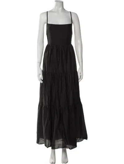 Pre-owned Matteau Square Neckline Long Dress In Black
