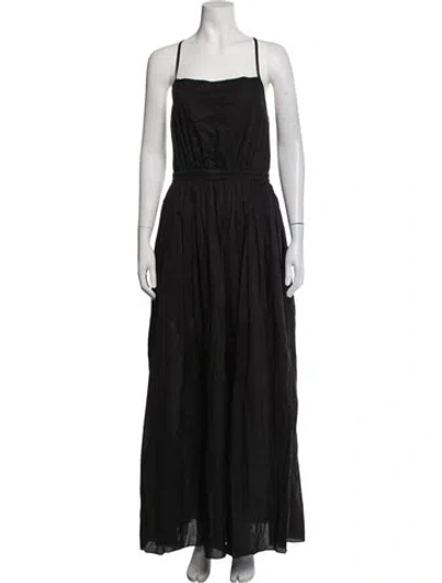 Pre-owned Matteau Square Neckline Long Dress In Black