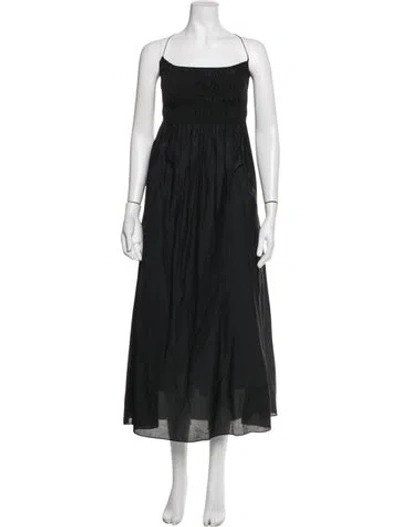 Pre-owned Matteau Square Neckline Long Dress In Black