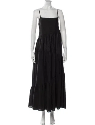 Pre-owned Matteau Square Neckline Long Dress In Black