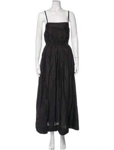 Pre-owned Matteau Square Neckline Long Dress In Black