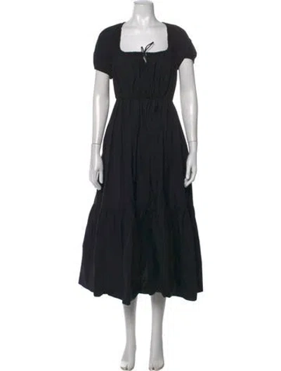 Pre-owned Matteau Square Neckline Long Dress In Black/blue