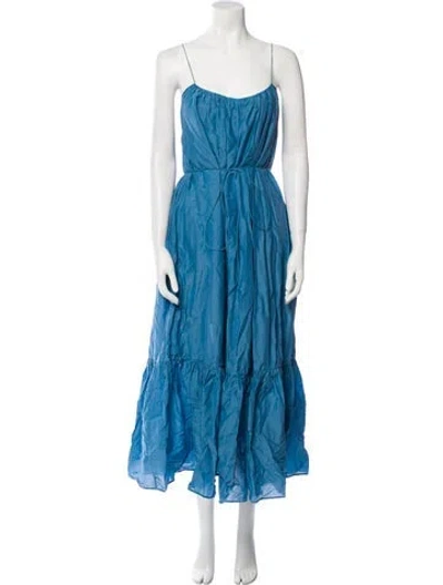 Pre-owned Matteau Square Neckline Long Dress In Blue