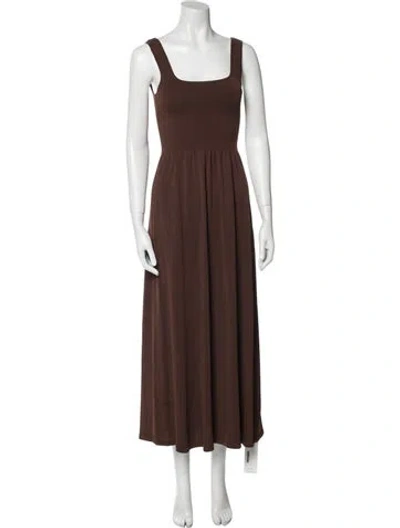 Pre-owned Matteau Square Neckline Long Dress In Brown