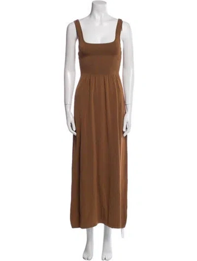 Pre-owned Matteau Square Neckline Long Dress In Brown