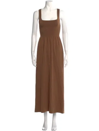 Pre-owned Matteau Square Neckline Long Dress In Brown
