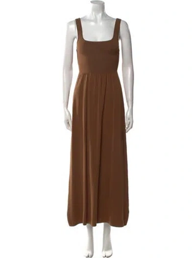 Pre-owned Matteau Square Neckline Long Dress In Brown