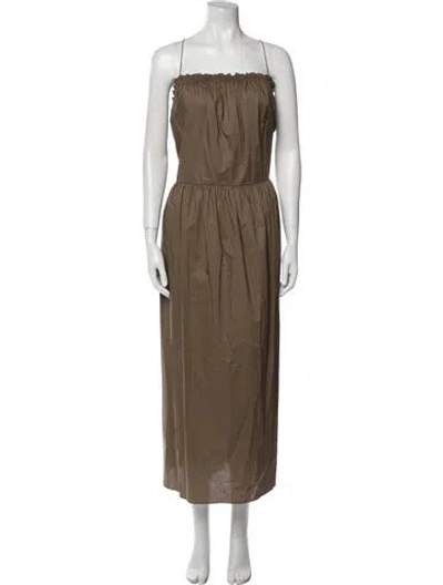 Pre-owned Matteau Square Neckline Long Dress In Brown