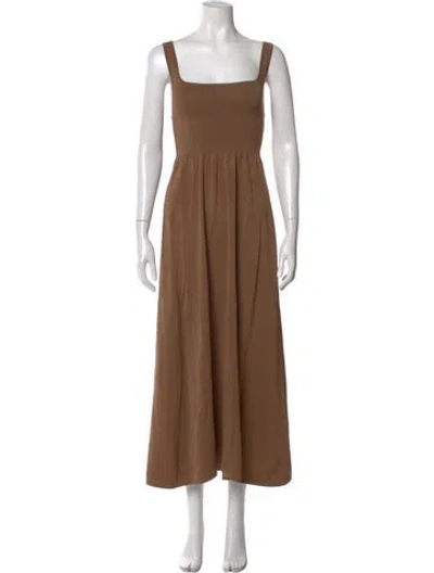 Pre-owned Matteau Square Neckline Long Dress In Brown