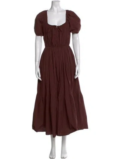 Pre-owned Matteau Square Neckline Long Dress In Brown