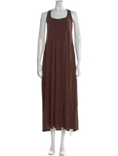 Pre-owned Matteau Square Neckline Long Dress In Brown