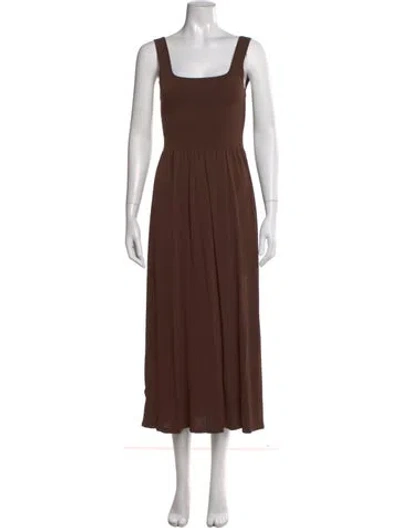 Pre-owned Matteau Square Neckline Long Dress In Brown