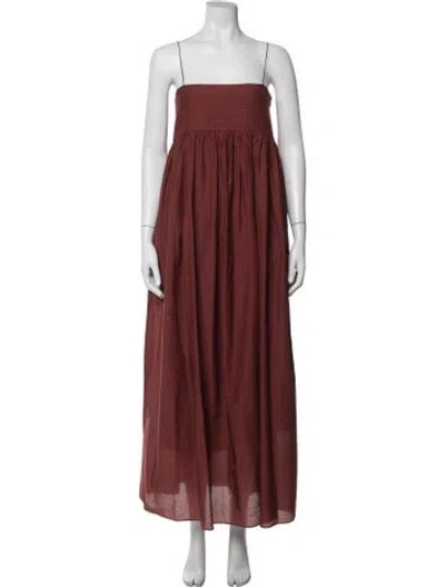 Pre-owned Matteau Square Neckline Long Dress In Brown