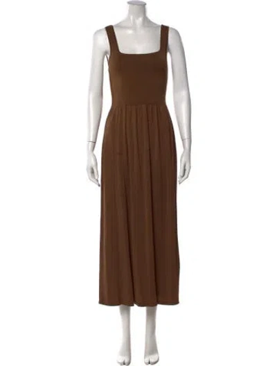 Pre-owned Matteau Square Neckline Long Dress In Brown
