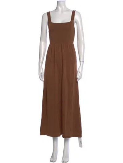 Pre-owned Matteau Square Neckline Long Dress In Brown