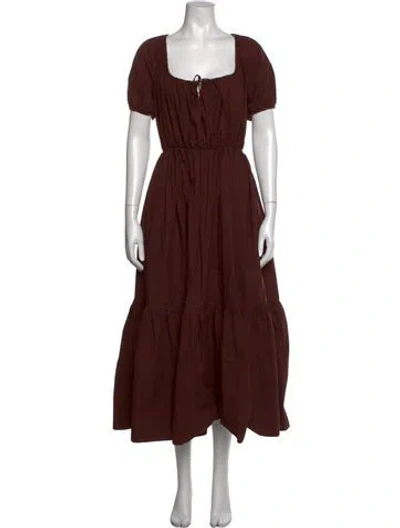 Pre-owned Matteau Square Neckline Long Dress In Brown