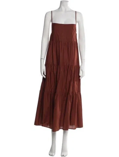 Pre-owned Matteau Square Neckline Long Dress In Brown