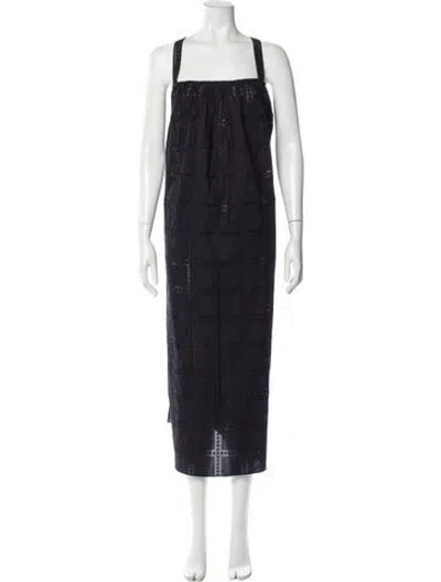 Pre-owned Matteau Square Neckline Long Dress In Gray