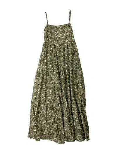 Pre-owned Matteau Square Neckline Long Dress In Green