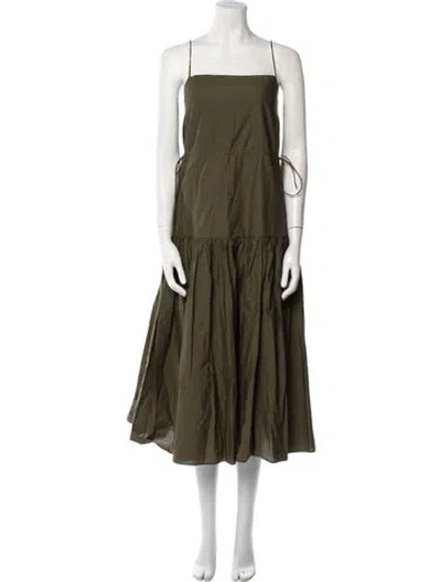 Pre-owned Matteau Square Neckline Long Dress In Green